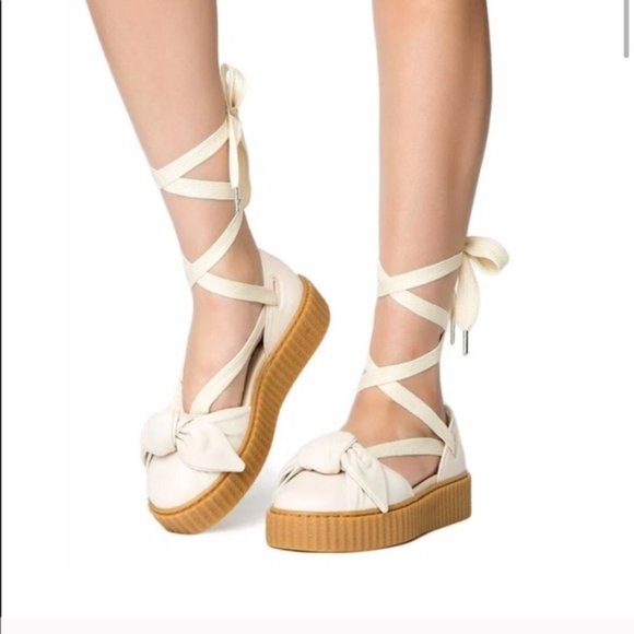 Fenty Puma Creeper Bow Lace Up Leather Sandals - Picture 2 of 9